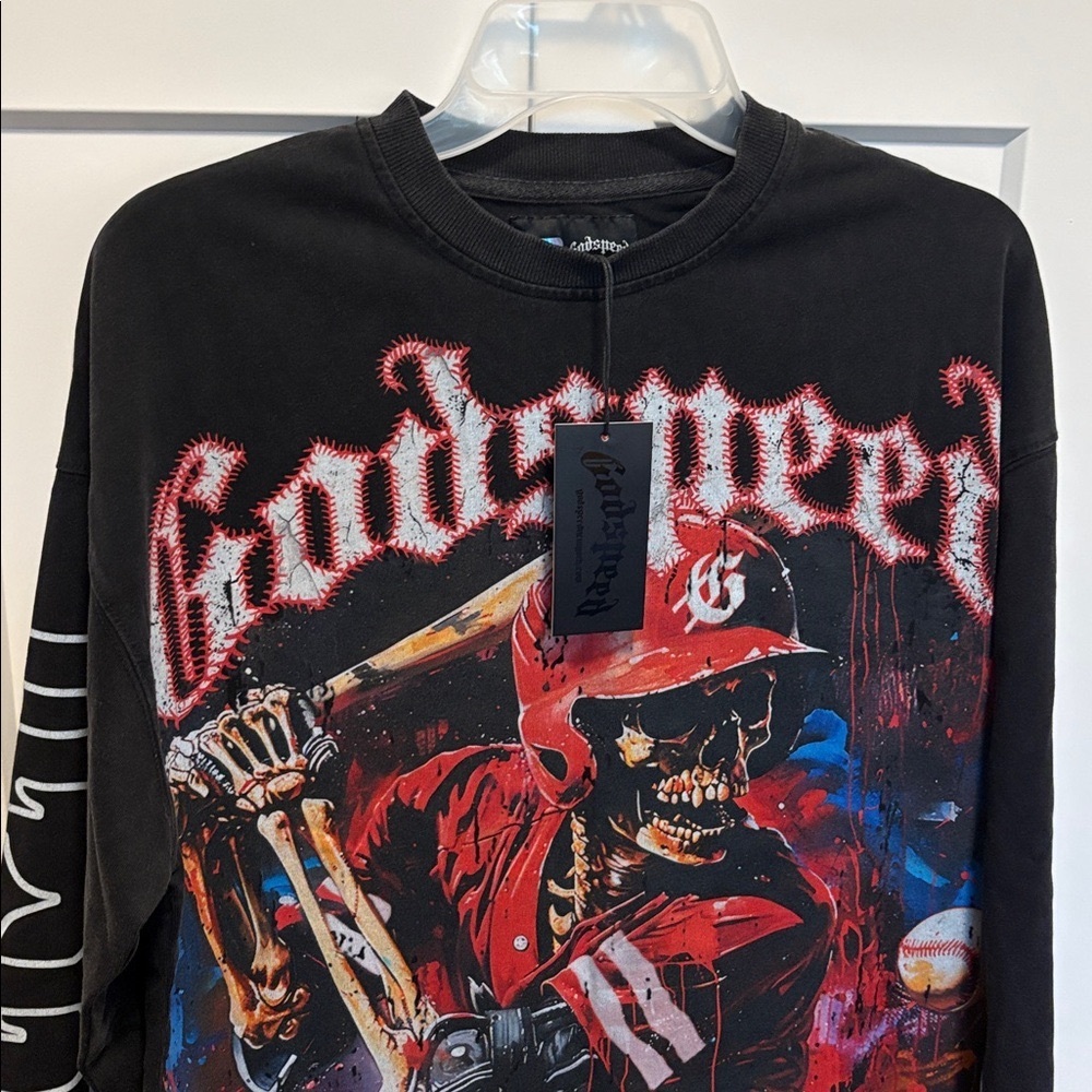 ❌SOLD❌ NWT [Godspeed] Baseball Skelton Grand Slam Graphic Long-Sleeve Men’s XS - Picture 7 of 12